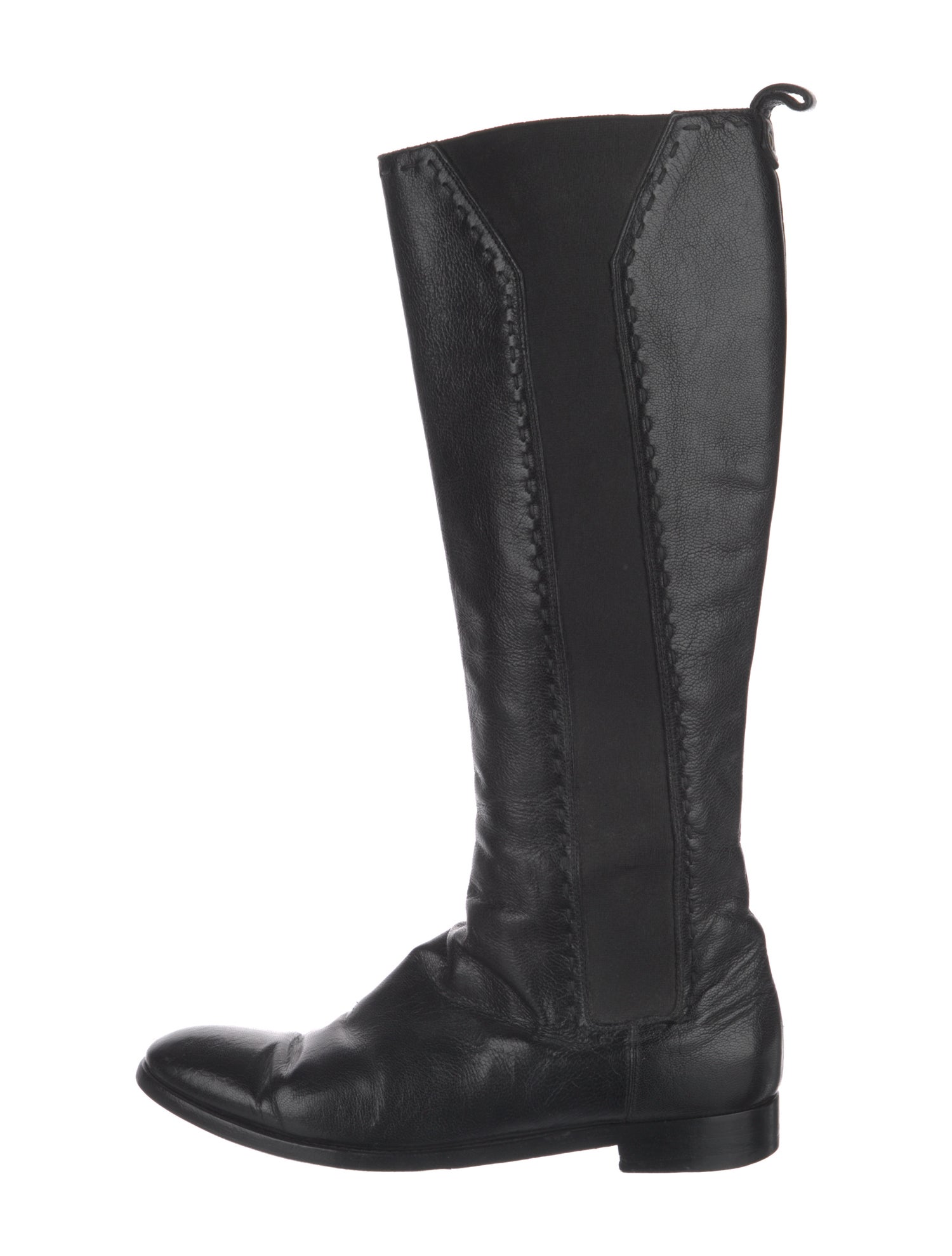 Yves Saint Laurent Leather Grosgrain Trim Riding Boots