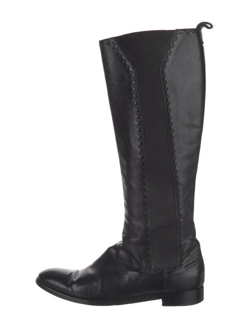 Yves Saint Laurent Leather Grosgrain Trim Riding Boots