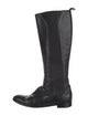 Yves Saint Laurent Leather Grosgrain Trim Riding Boots