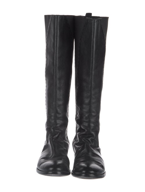 Yves Saint Laurent Leather Grosgrain Trim Riding Boots