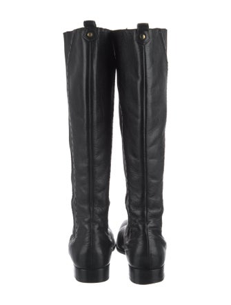 Yves Saint Laurent Leather Grosgrain Trim Riding Boots