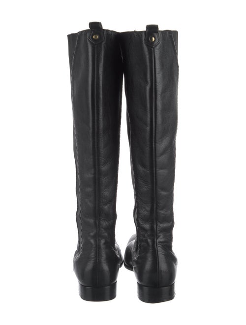 Yves Saint Laurent Leather Grosgrain Trim Riding Boots
