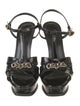 Yves Saint Laurent Rive Gauche Patent Leather T-Strap Sandals