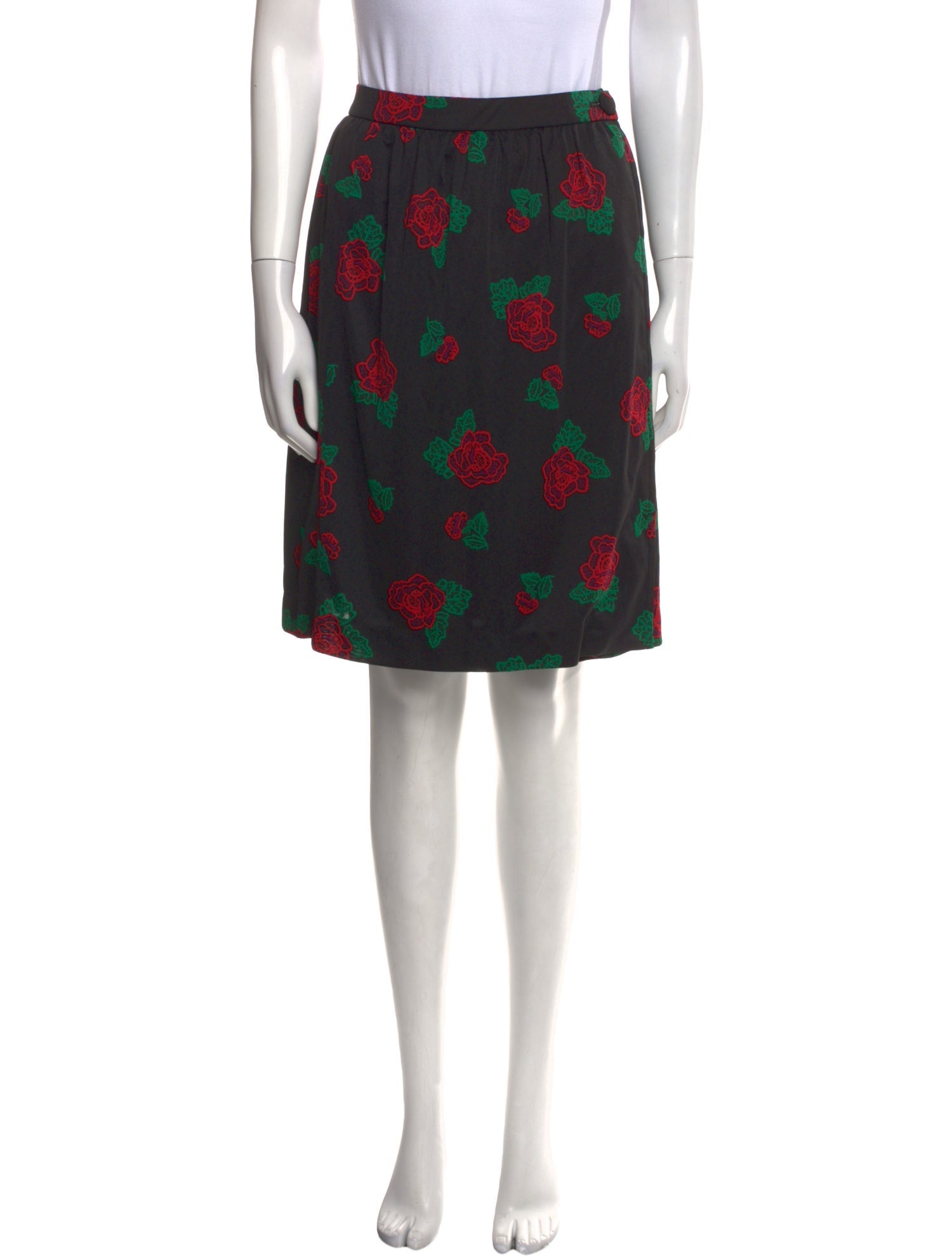 Yves Saint Laurent Floral Print Knee-Length Skirt