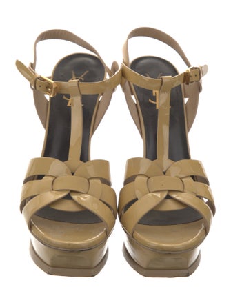 Saint Laurent Patent Leather T-Strap Sandals