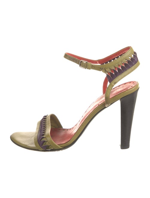 Yves Saint Laurent Leather Colorblock Pattern Sandals