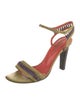 Yves Saint Laurent Leather Colorblock Pattern Sandals