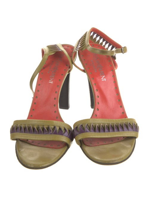 Yves Saint Laurent Leather Colorblock Pattern Sandals