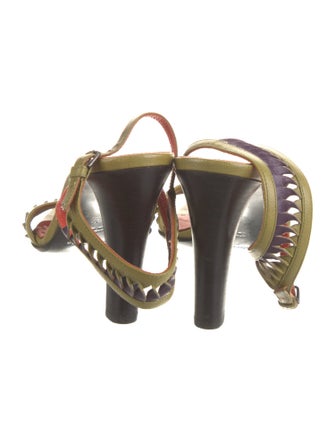 Yves Saint Laurent Leather Colorblock Pattern Sandals