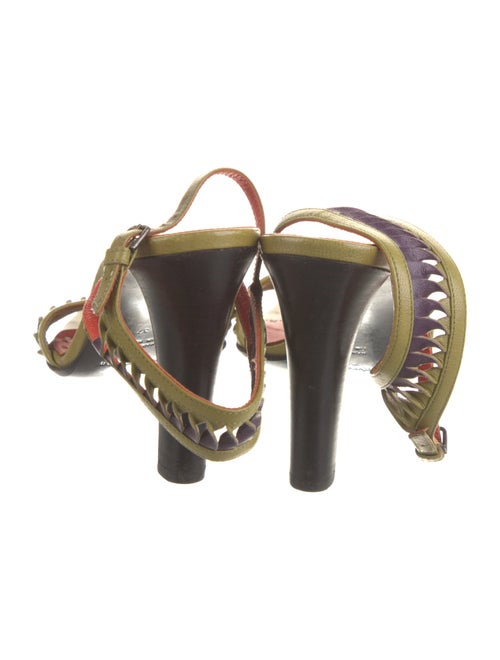 Yves Saint Laurent Leather Colorblock Pattern Sandals