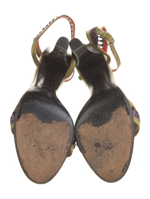 Yves Saint Laurent Leather Colorblock Pattern Sandals