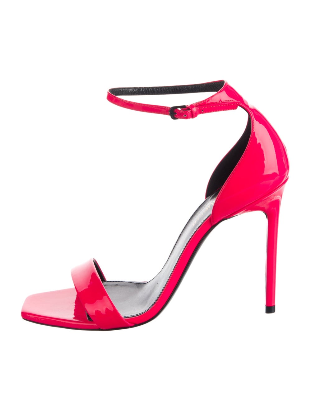 Yves Saint Laurent Patent Leather Sandals Pink Wrap-Around Straps & Buckle Closure at Ankles