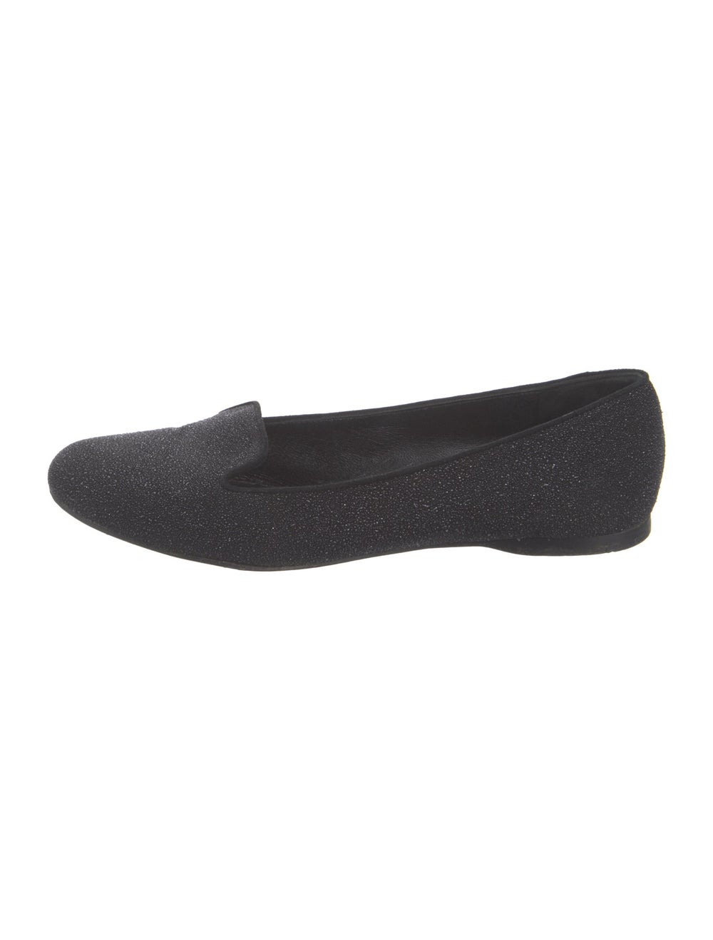 Yves Saint Laurent Glitter Loafers Green Round-Toes with Glitter Accents