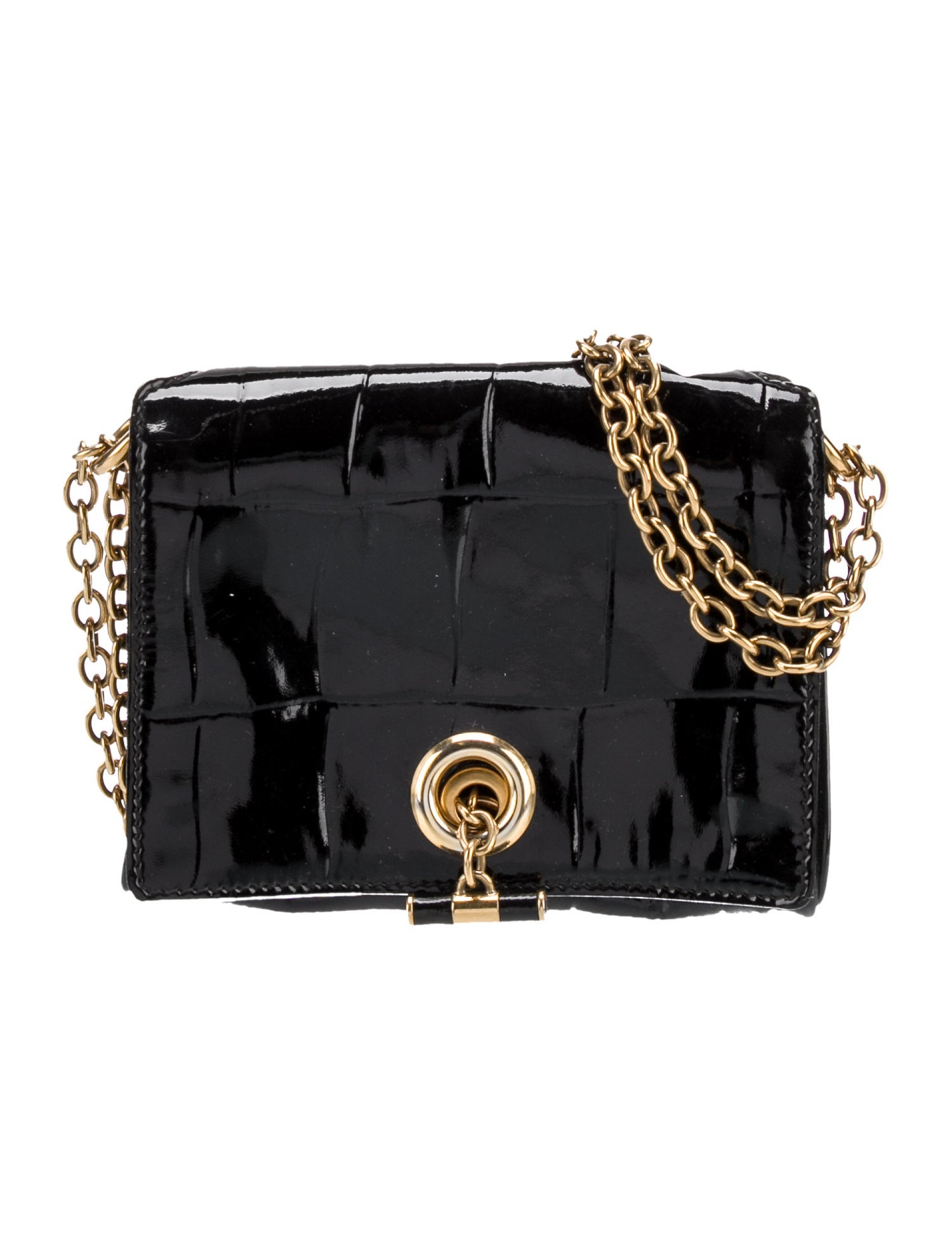 Yves Saint Laurent Rive Gauche Shoulder Bag Black Patent