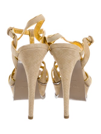 Yves Saint Laurent Suede T-Strap Sandals