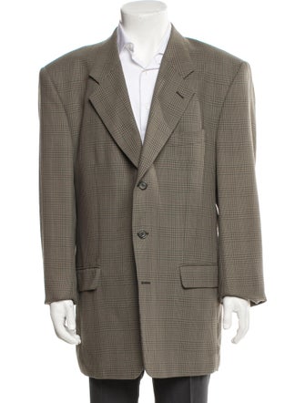 Yves Saint Laurent Wool Plaid Print Blazer