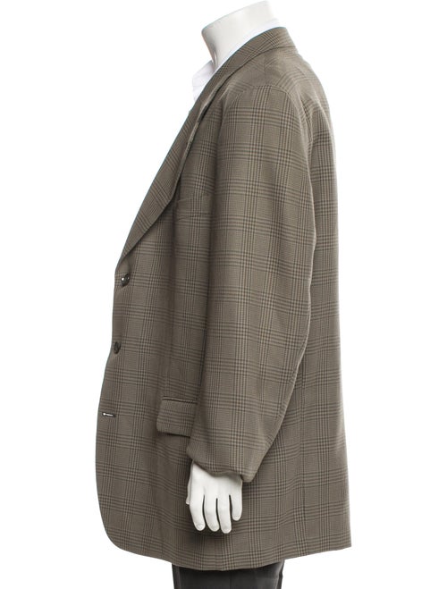 Yves Saint Laurent Wool Plaid Print Blazer