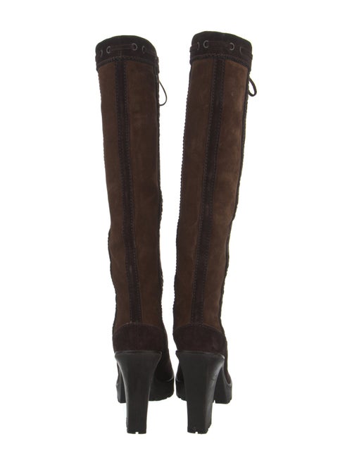 Yves Saint Laurent Suede Tassel Accents Lace-Up Boots