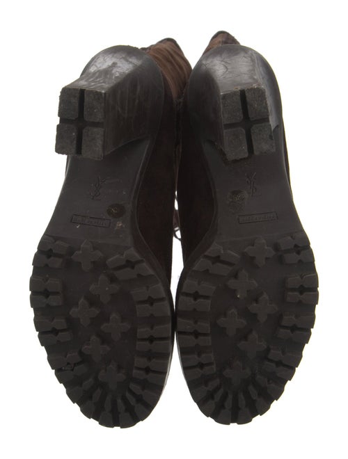 Yves Saint Laurent Suede Tassel Accents Lace-Up Boots