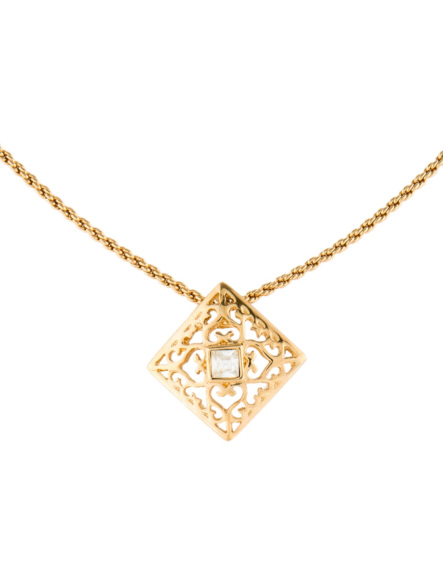 Yves Saint Laurent Vintage Crystal Pendant Necklace