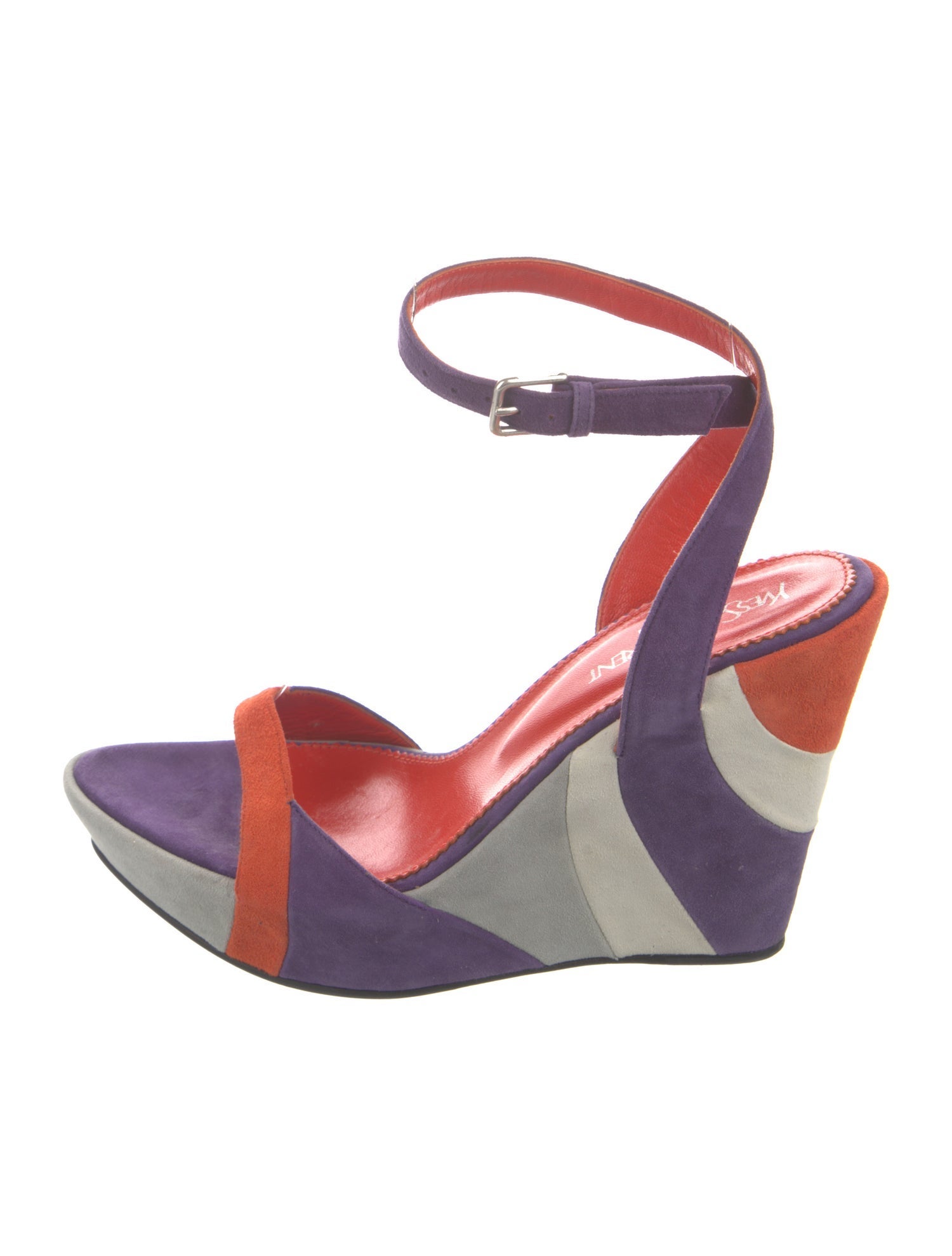 Yves Saint Laurent Suede Colorblock Pattern Sandals