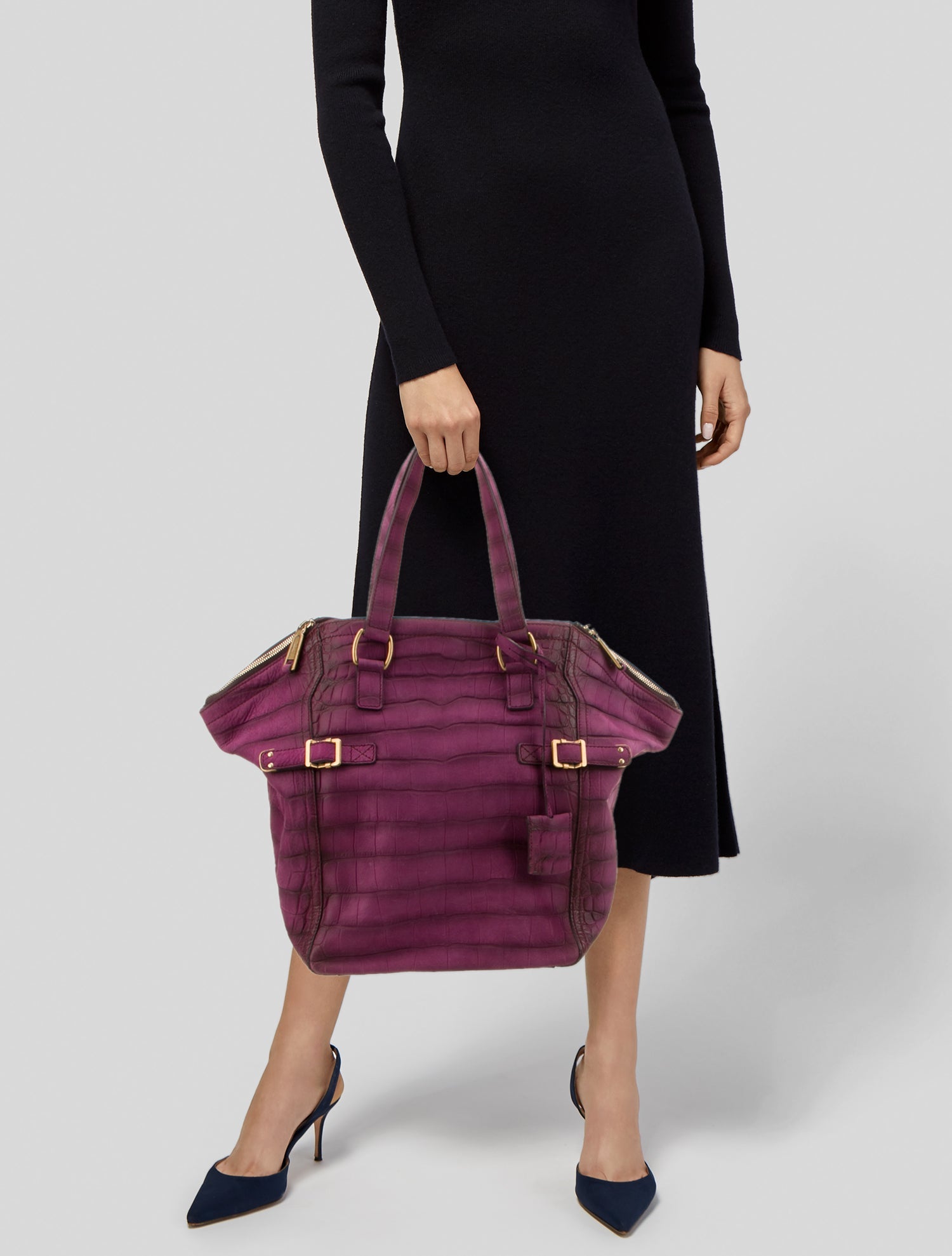 Yves Saint Laurent Embossed Leather Shoulder Bag