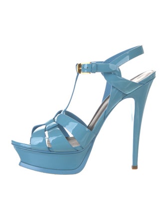Yves Saint Laurent Patent Leather T-Strap Sandals