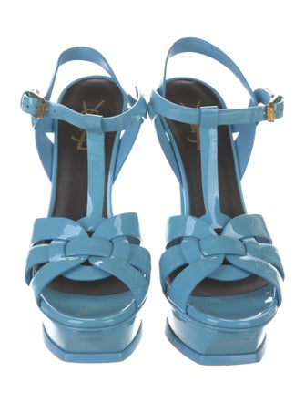 Yves Saint Laurent Patent Leather T-Strap Sandals