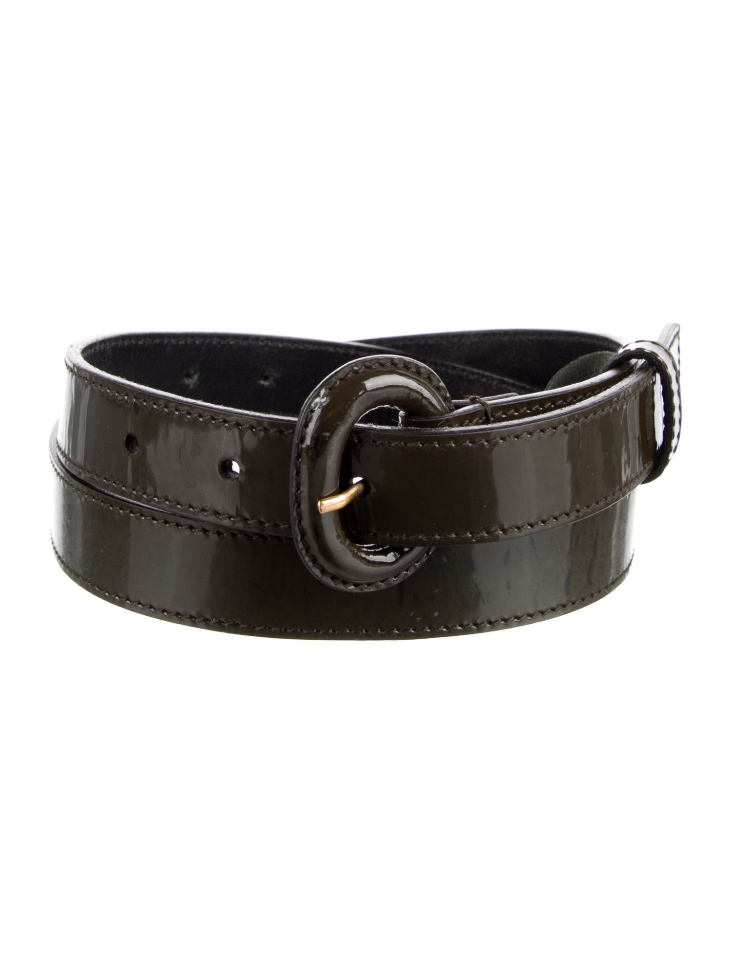 Yves Saint Laurent Rive Gauche Skinny Patent Leather Belt