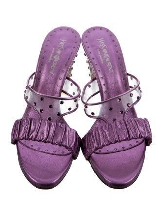 Yves Saint Laurent Rive Gauche PVC Crystal Embellishments Slides