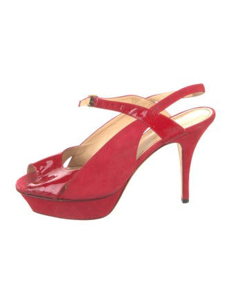 Yves Saint Laurent Suede Leather Trim Embellishment Slingback Pumps