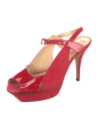 Yves Saint Laurent Suede Leather Trim Embellishment Slingback Pumps
