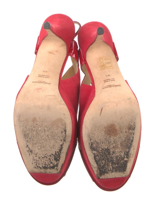 Yves Saint Laurent Suede Leather Trim Embellishment Slingback Pumps