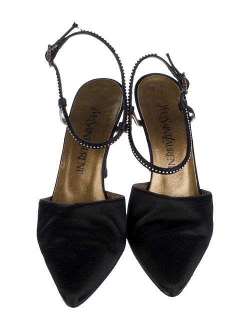 Yves Saint Laurent Satin Crystal Embellishments T-Strap Pumps