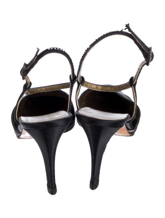 Yves Saint Laurent Satin Crystal Embellishments T-Strap Pumps