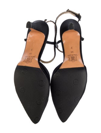 Yves Saint Laurent Satin Crystal Embellishments T-Strap Pumps