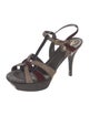 Yves Saint Laurent Suede Printed T-Strap Sandals