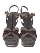 Yves Saint Laurent Suede Printed T-Strap Sandals