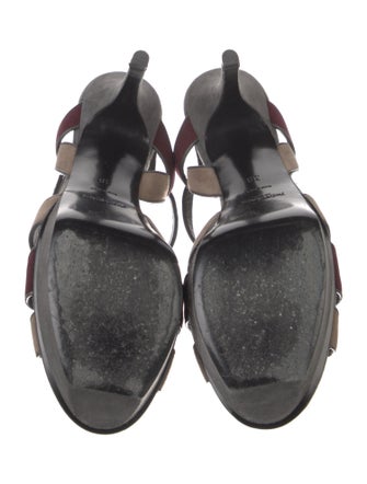 Yves Saint Laurent Suede Printed T-Strap Sandals