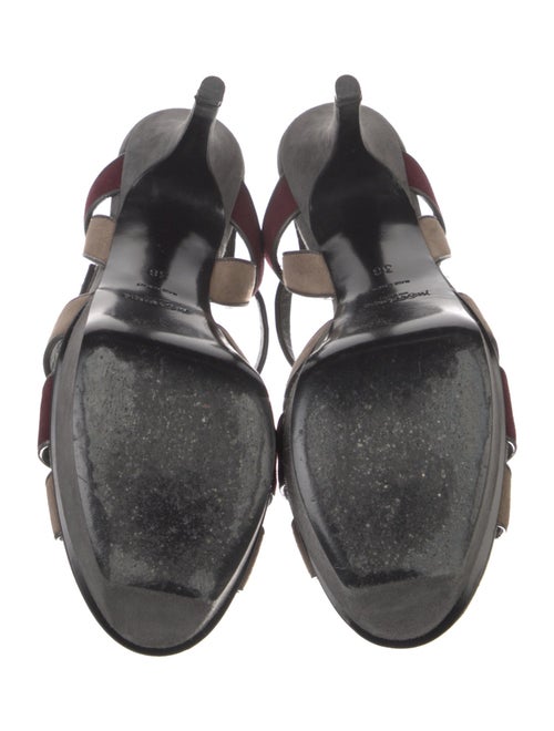 Yves Saint Laurent Suede Printed T-Strap Sandals