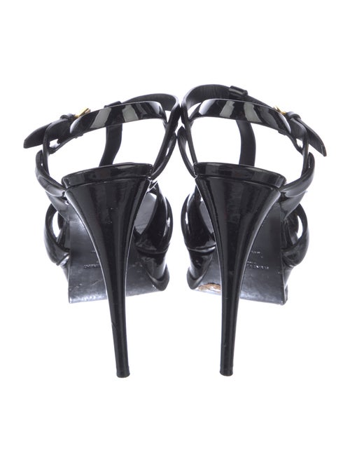 Saint Laurent Patent Leather Cutout Accent T-Strap Sandals