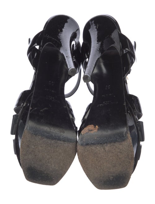 Saint Laurent Patent Leather Cutout Accent T-Strap Sandals