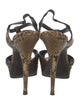 Yves Saint Laurent Snakeskin Animal Print T-Strap Sandals