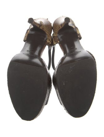Yves Saint Laurent Snakeskin Animal Print T-Strap Sandals