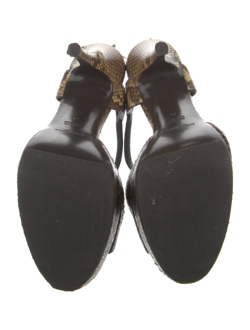 Yves Saint Laurent Snakeskin Animal Print T-Strap Sandals