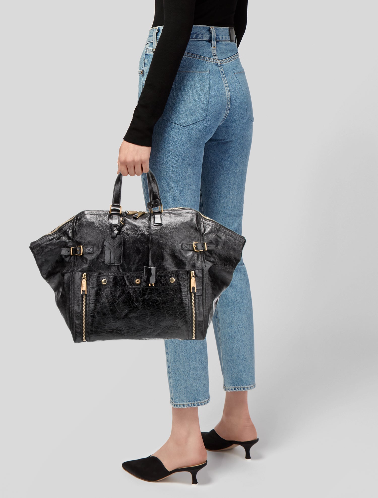 Yves Saint Laurent Rive Gauche Patent Leather Top Handle Bag