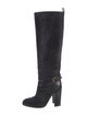 Yves Saint Laurent Ponyhair Leather Trim Embellishment Boots