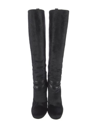 Yves Saint Laurent Ponyhair Leather Trim Embellishment Boots