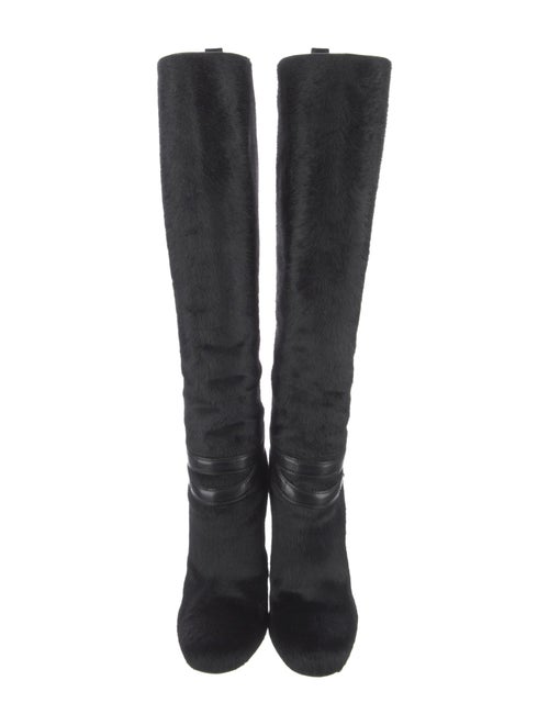 Yves Saint Laurent Ponyhair Leather Trim Embellishment Boots