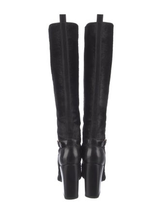 Yves Saint Laurent Ponyhair Leather Trim Embellishment Boots